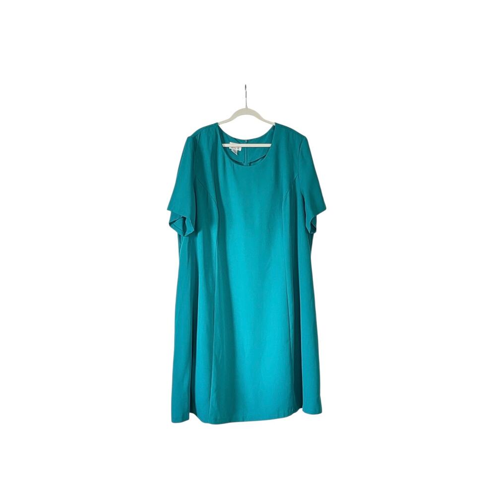 Chelsea Studio 30W Dress Teal Short Sleeve Knee Length